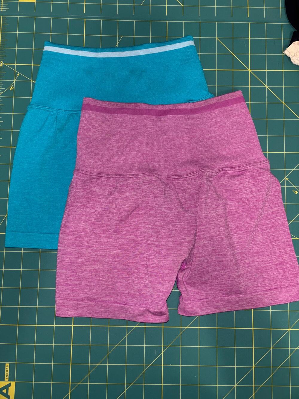 Bombshell Sportswear seamless scrunch biker shorts  pink and blue